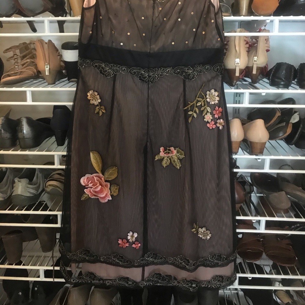 Feminine embroidered mesh dress